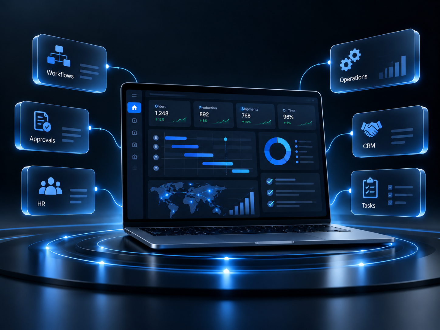 Custom ERP solutions and business management software dashboard